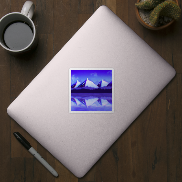 Blue Purple Mountains nature Landscape with chromatic aberration by galaxieartshop